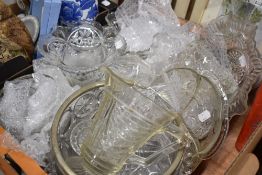 A selection of cut and pressed clear cut glass wares