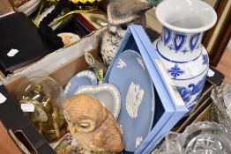 A selection of ceramics and figures including owls