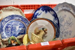 A selection of ceramics and decorations including Spode plate