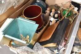 A selection of ceramics and decorations including Victorian oil lamp base