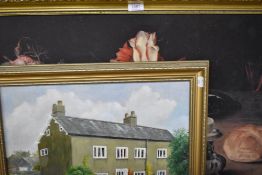 A large print of a an autumn harvest and an original oil on board