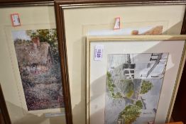 Two full colour prints and an original water colour