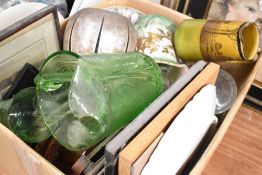 A selection of glass and ceramics including art deco picture frames