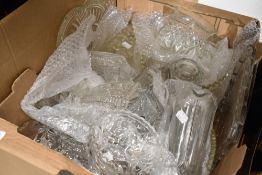 A selection of clear cut and pressed glass wares