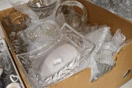 A selection of clear cut and pressed glass ware
