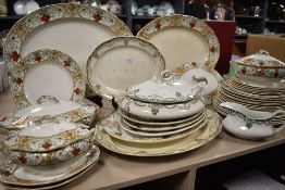 Two part dinner services including Burslam Evesham