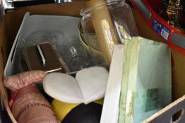 A selection of kitchen wares and glass ware