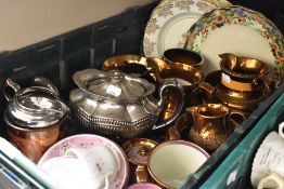 A selection of ceramics including lustre ware