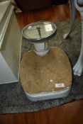 A set of vintage bathroom or doctors scales, dial labelled for Harrods, Knightsbridge