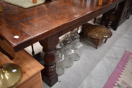 A top quality heavy oak refectory table , constructed in the traditional style, possibly