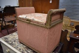 A vintage woven fibre box stool