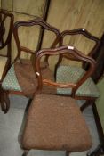 Three Victorian mahogany dining chairs