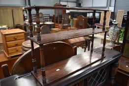 A set of Victorian style mahogany wall shelves, width approx. 68cm
