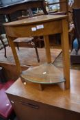 A vintage corner shelf/table