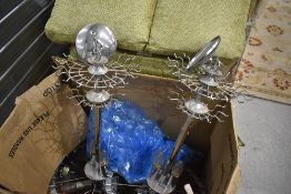 A pair of chrome ceiling light fittings, including acryclic fittings, labelled model number D7706