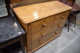 A Victorian satinwood chest of two over two drawers, width approx. 113cm