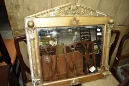 A gilt frame mirror having Masonic motif