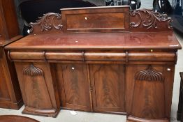 A 19th Century mahogany sideboard having ledge back, width approx. 185cm