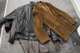 Five retro leather jackets and one suede.
