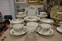 A good quantity of Wedgwood having leaf transfer pattern to white ground in purples, greens and