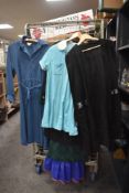A selection of ladies 1960s and 70s dresses, mixed styles and sizes.