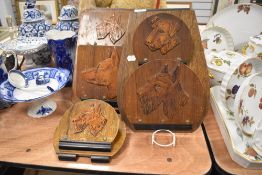 A collection of art deco wooden letter racks all of Terrier and dog interest.