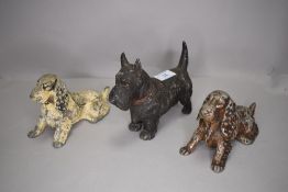 Three Edwardian dog design table top lighters