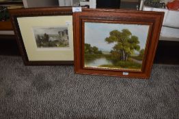An early 20th century print of Kendal from the castle and an oil on board signed Wilson.