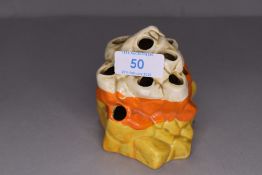A Clarice Cliff Bizarre rock form flower posy holder