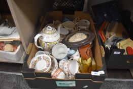 A mixed box full of vintage and antique ceramics, tea pot,cups and saucers and more amongst this