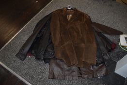 Three retro leather jackets.