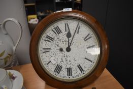 Wall mounted fusee clock with wooden case