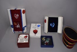 A selection of Swarovski crystal glass wares including Rose and Hearts
