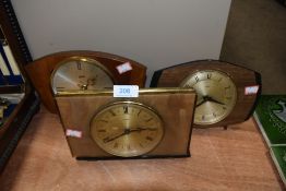 Three mid century atomic style mantle clocks including Metamec