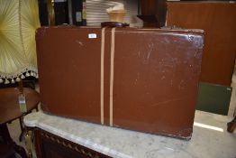 A metal case travel trunk or suitcase