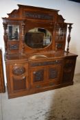 A Victorian mahogany mirror back sideboard, width approx 198cm