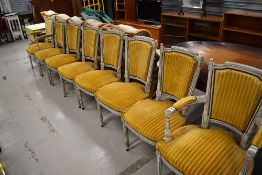 A set of eight (six plus two) vintage French style salon chairs
