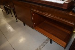 A vintage sapele sideboard (office or living) having tambour doors, width approx 153cm