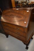 An early 20th century mahogany bureau, lock removed