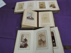 Three small vintage albums containing Carte De Vis studio Portraits, Edwardian and Victorian