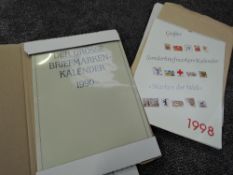 Five German Stamp Calendars, Der Grosse 1990 & 1994, Grober 1996, 1997 & 1998, all as new