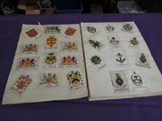 A collection of Silk Cigarette Cards on 36 pages, all stuck down, approx 300, Military Badges, World