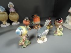 Seven Beswick bird studies, Robin 980B, Chaffinch 991B, Goldfinch 2273, Bullfinch 1042B, Blue Tit