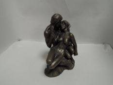 A Heredities bronze effect resin study, Lovers RC009, bearing signature Roland