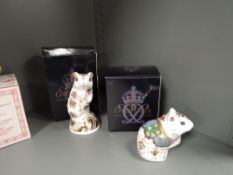 Two Royal Crown Derby Paperweights, Hamster and Gerbil, both with original gold stoppers and boxed