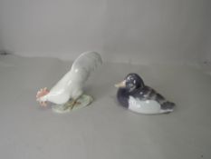 Two Royal Copenhagen studies, Cockerel 1127 and Tufted Duck 118