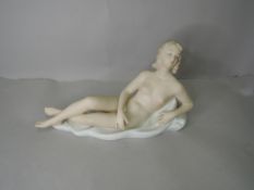 A mid 20th century Wallendorf figurine, naked lady reclining, stamped 1575/1