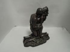 A Heredities Bronze effect resin study,the poetry of love, no labels to underside, marked Crossa