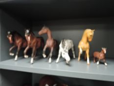 Six Beswick and Royal Doulton studies in matt finish including Horse,head tucked,leg up,1549 and