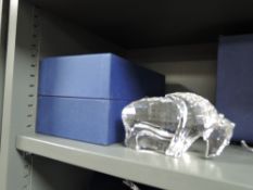 A crystal glass Swarovski figure study of a Buffalo with box